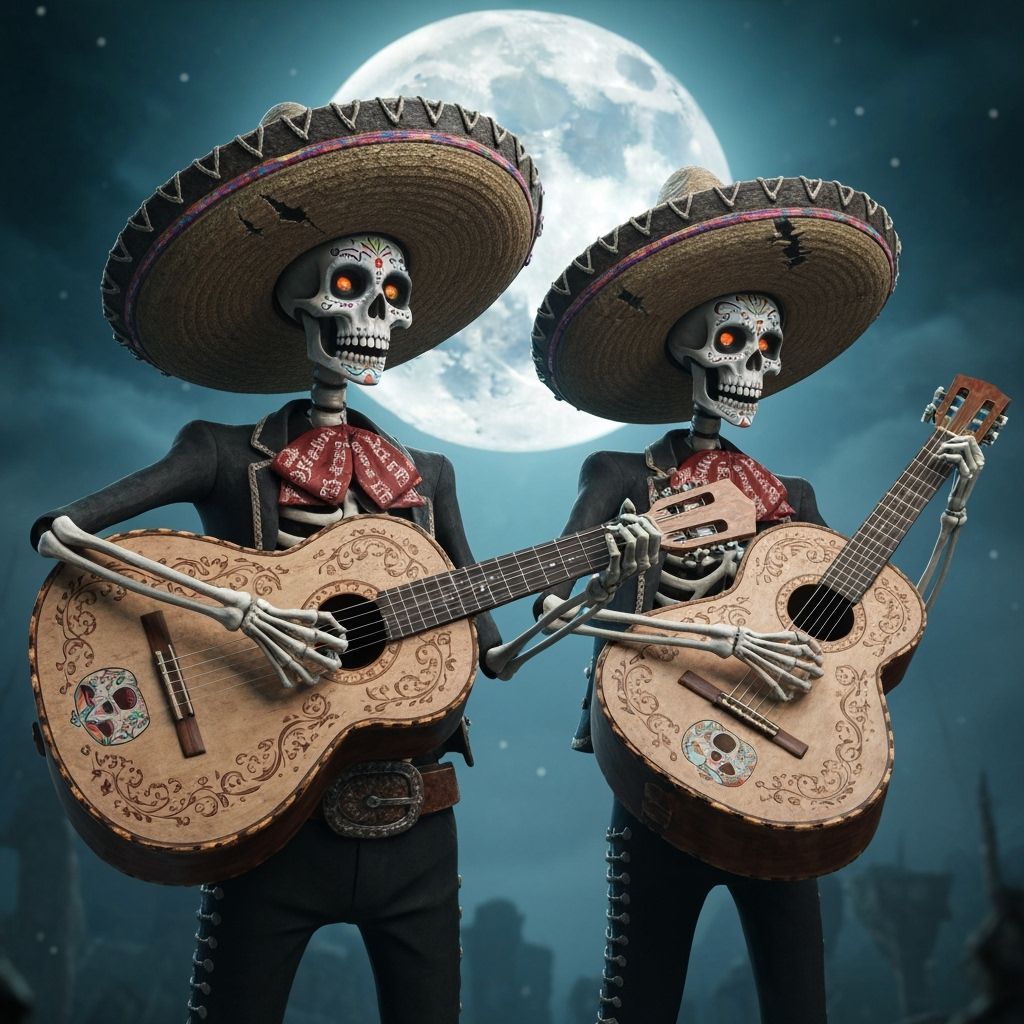 Skeletal Mariachi Band in 3D, Día de los Muertos
