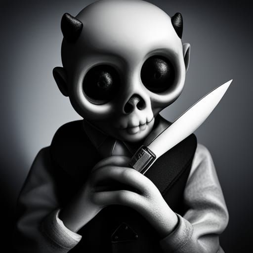 Sinister Devil Doll in Noir Style