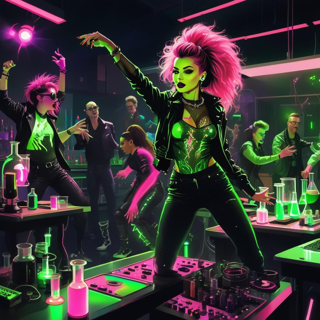 ChromaWoman's Punk Science Lab Party in 80s Style
