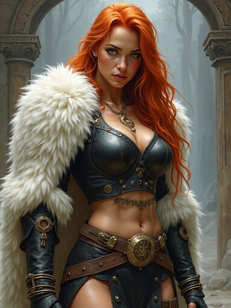 Muscular Barbarian Warrior in Fierce Battle Attire