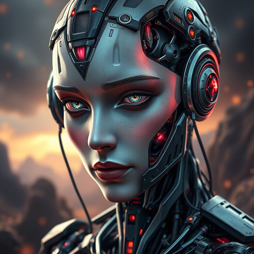 Mesmerizing Cyborg Matte Painting in Jewel Tones