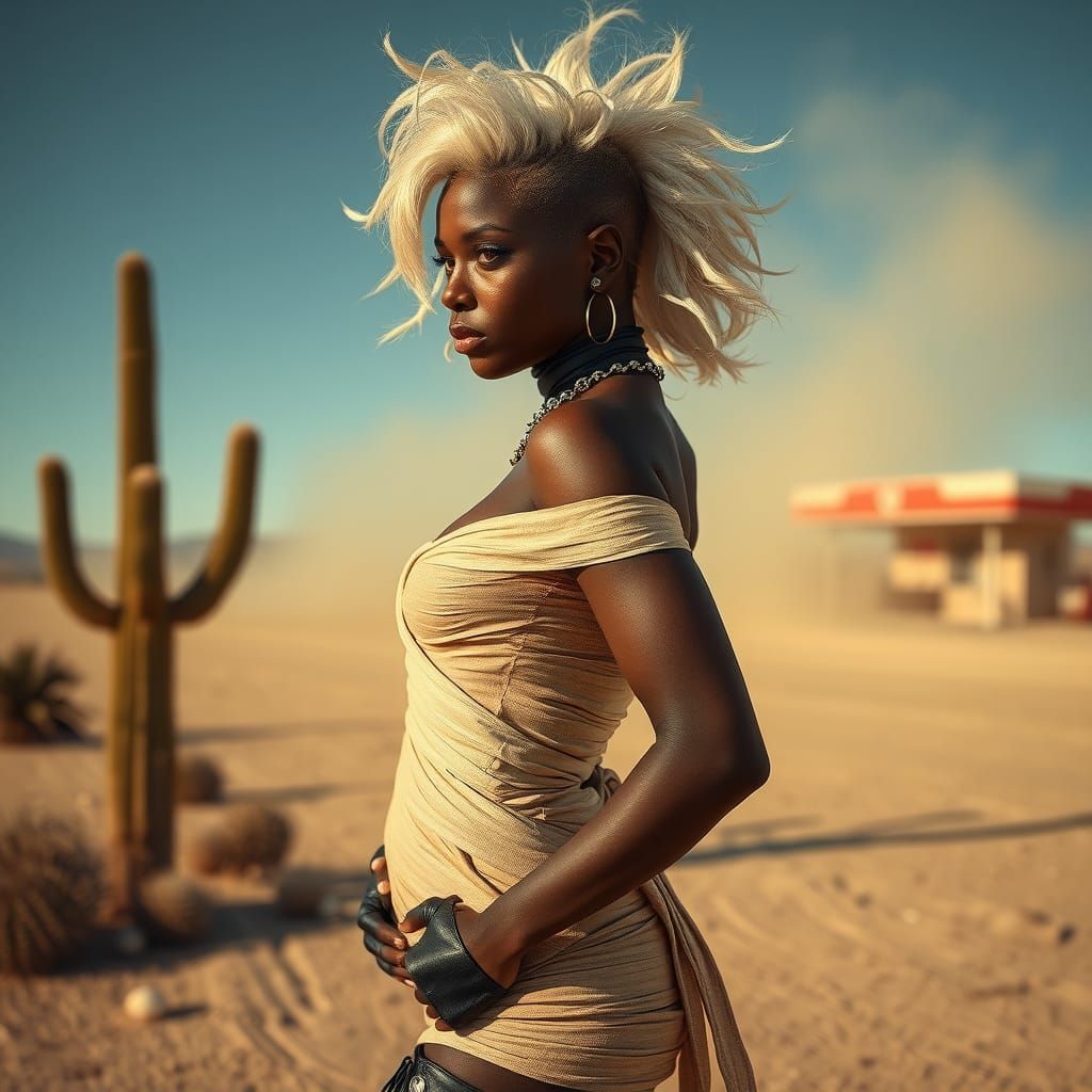 Dramatic Portrait of Woman in Bandage Costume