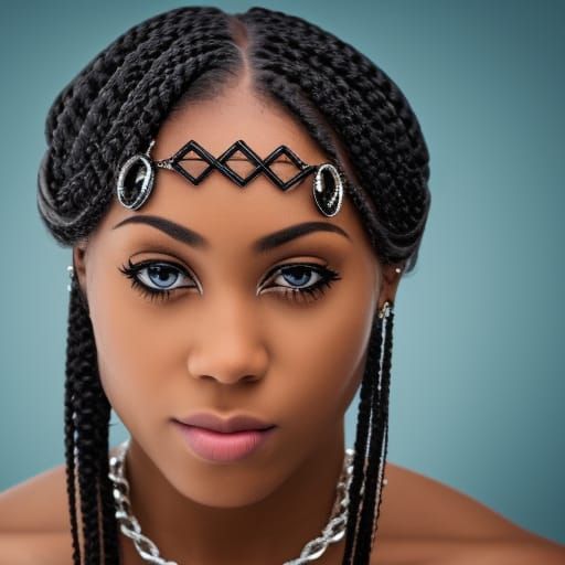 Wind Mage Portrait with Braids and Jewels