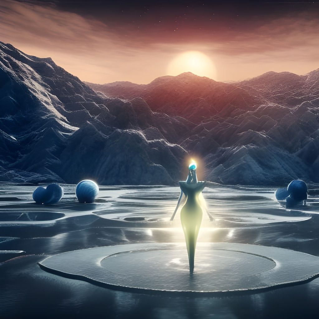 Alien Planet with Multi-Armed Women in Art Deco Style