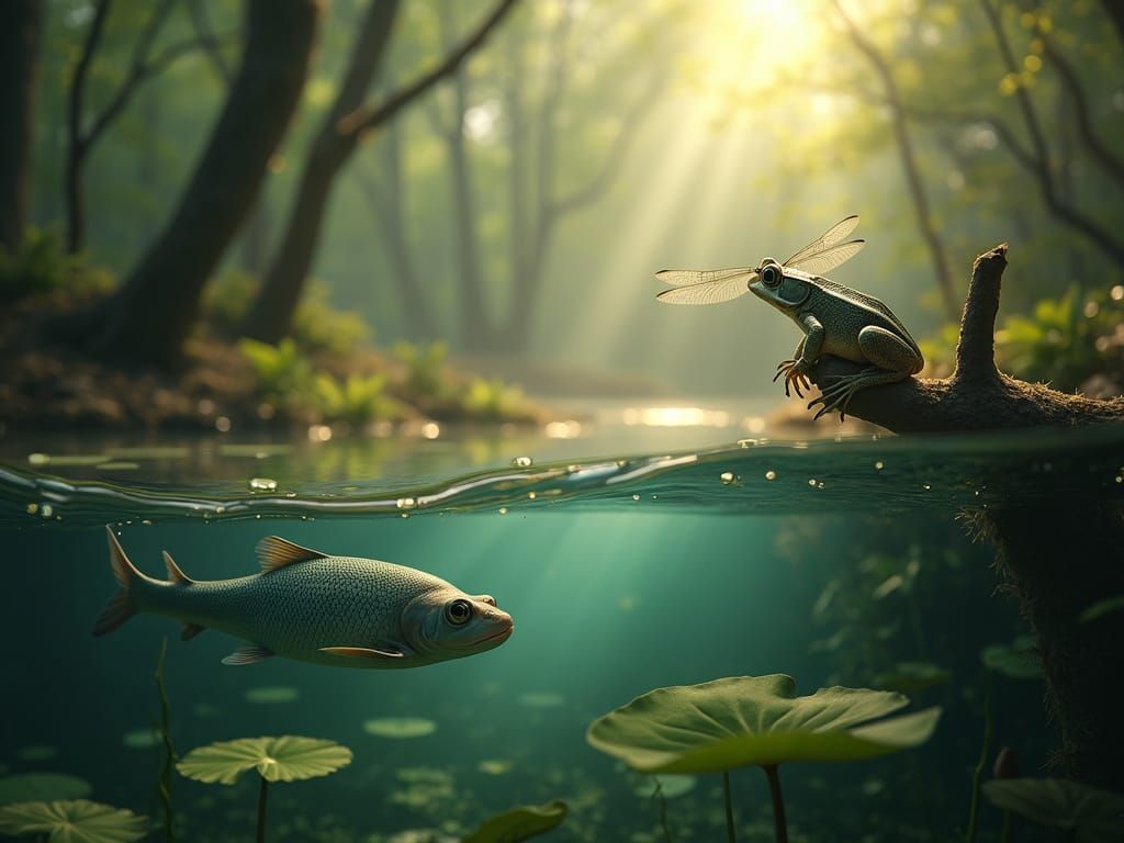 Ethereal Forest Pond Scene in Cinematic Style
