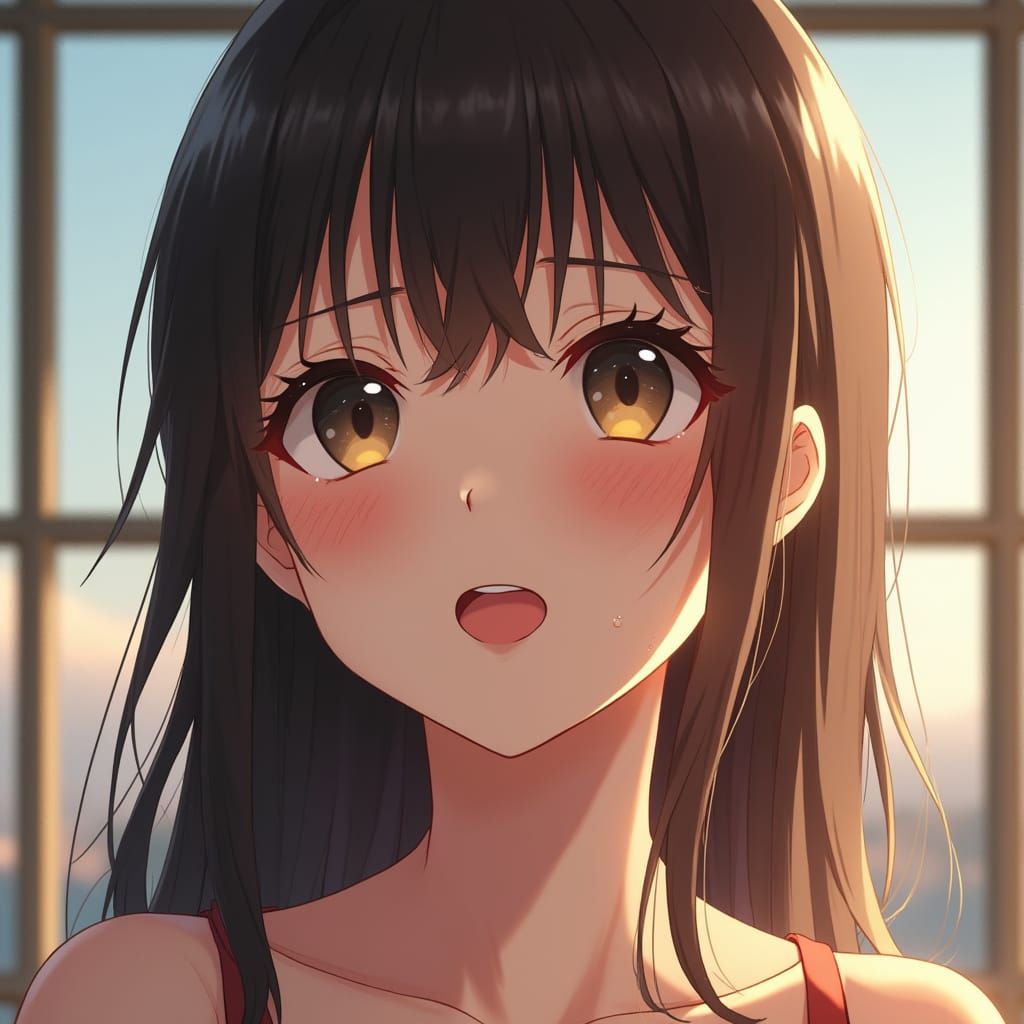 Satisfied Anime Beauty in Photorealistic Portrait