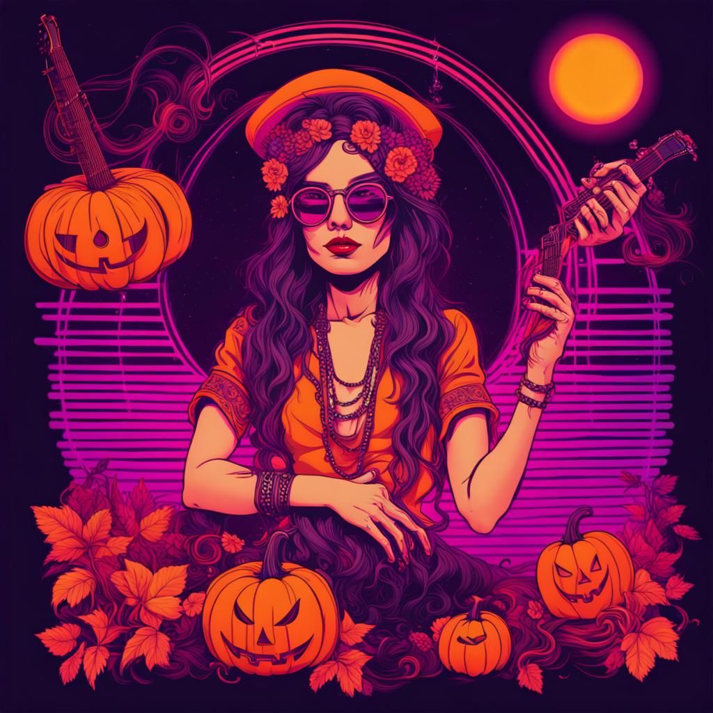 Synthwave Halloween: Folk Style Fusion in Neon