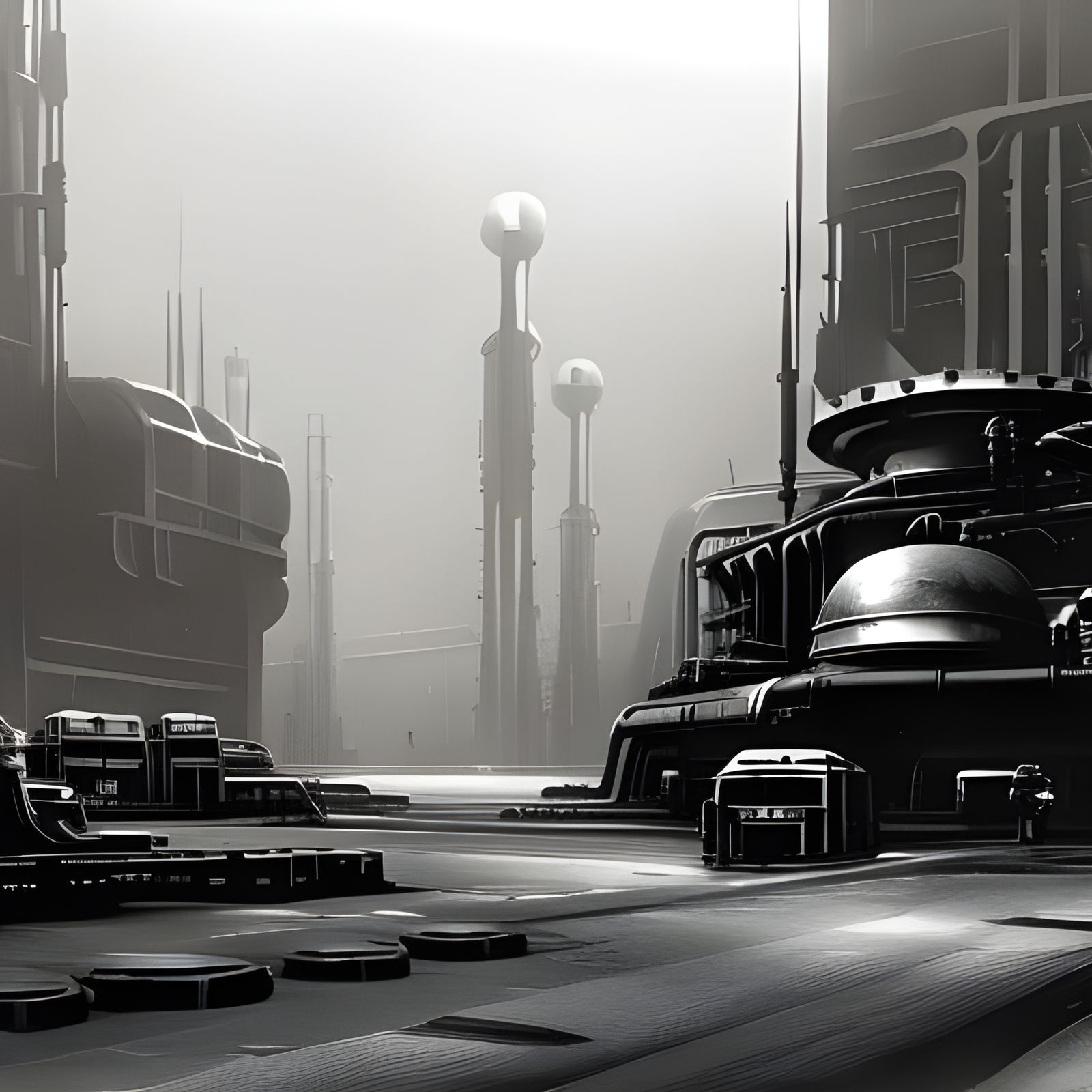 Cyberpunk Industrial Complex in Vintage Style