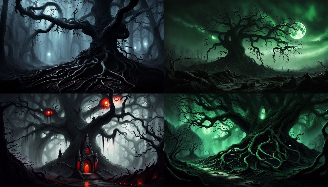 Surreal Tree of Death in a Dark Fantasy Aesthetic