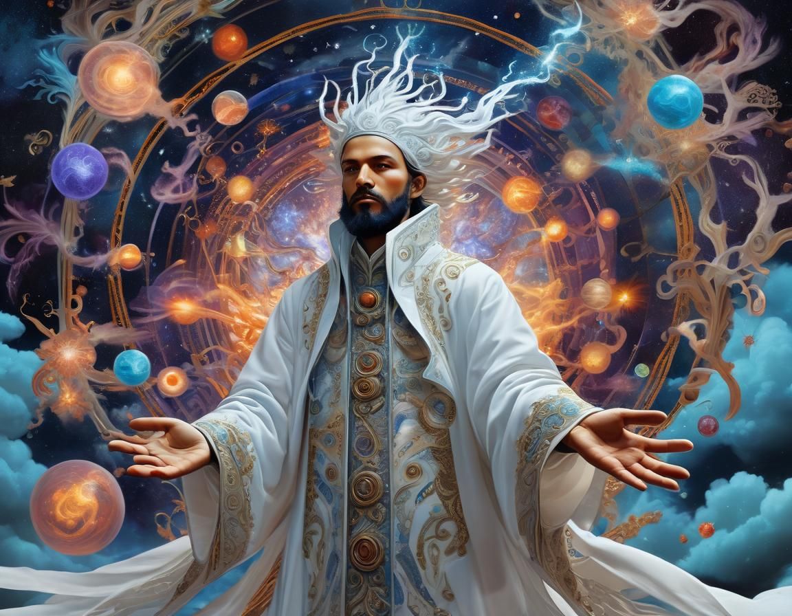 Cosmic Surrealism: White Sorcerer in Astral Realm