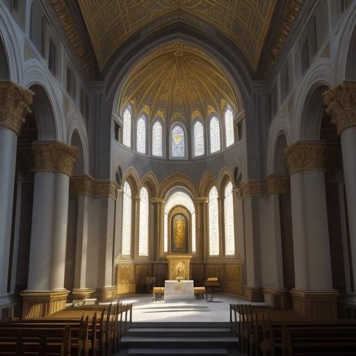 Byzantine Church Interior with Ornate Details