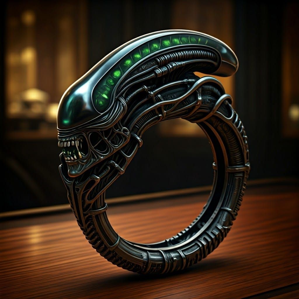 Dark Futuristic Alien Jewelry Piece in Rich Wood Tone