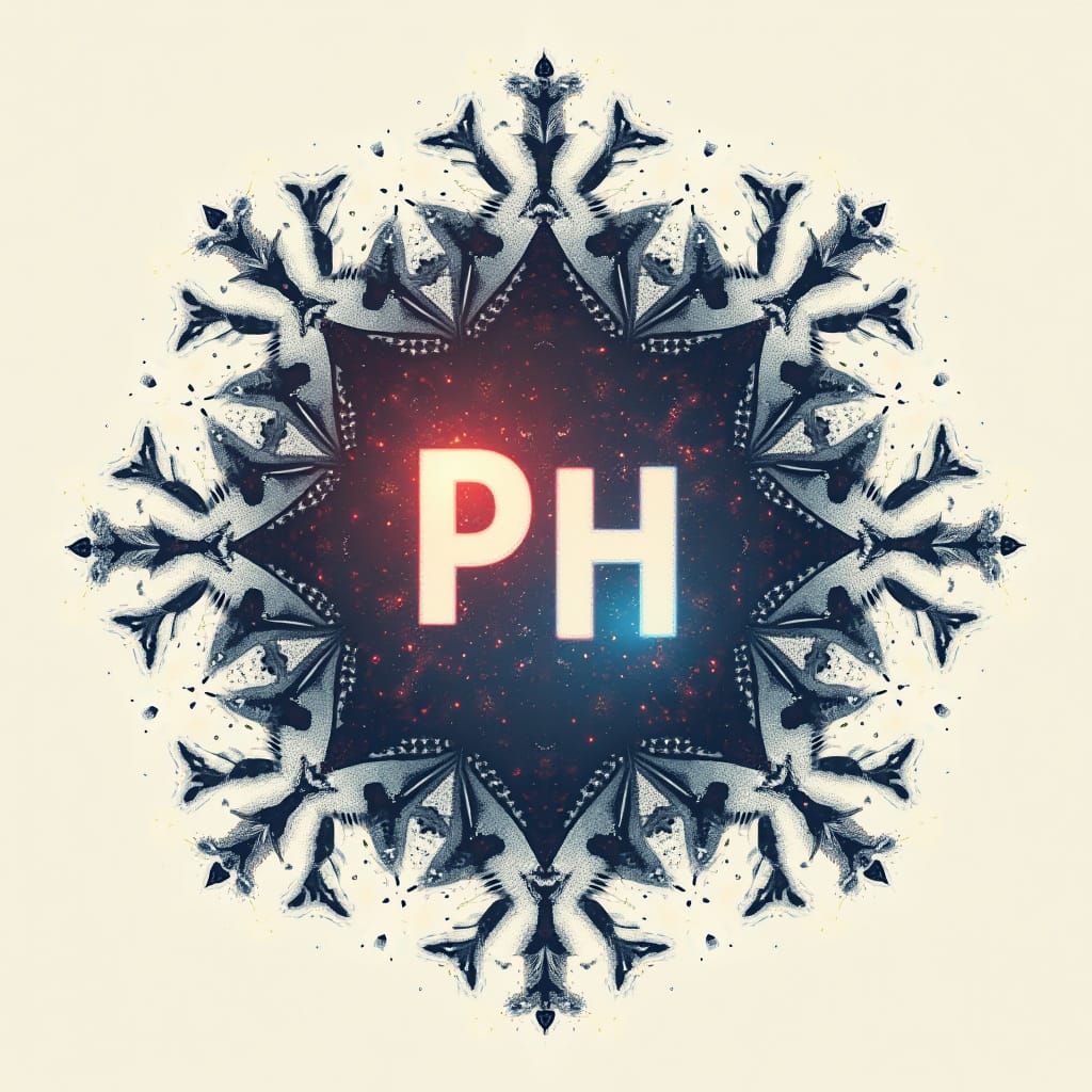 Minimalist PH Logo with Snowflake in Pop Art Style