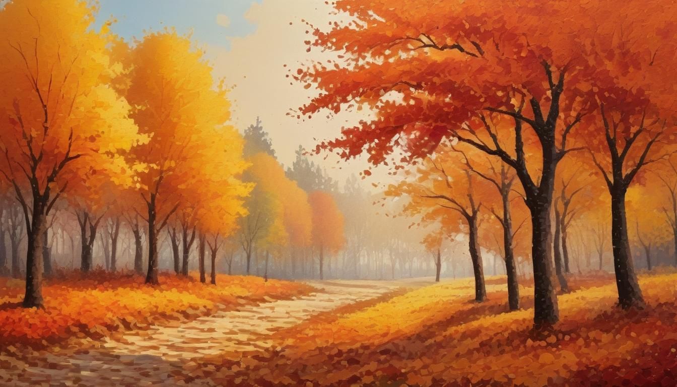 art of a beautiful autumn landscape made by various brush st...