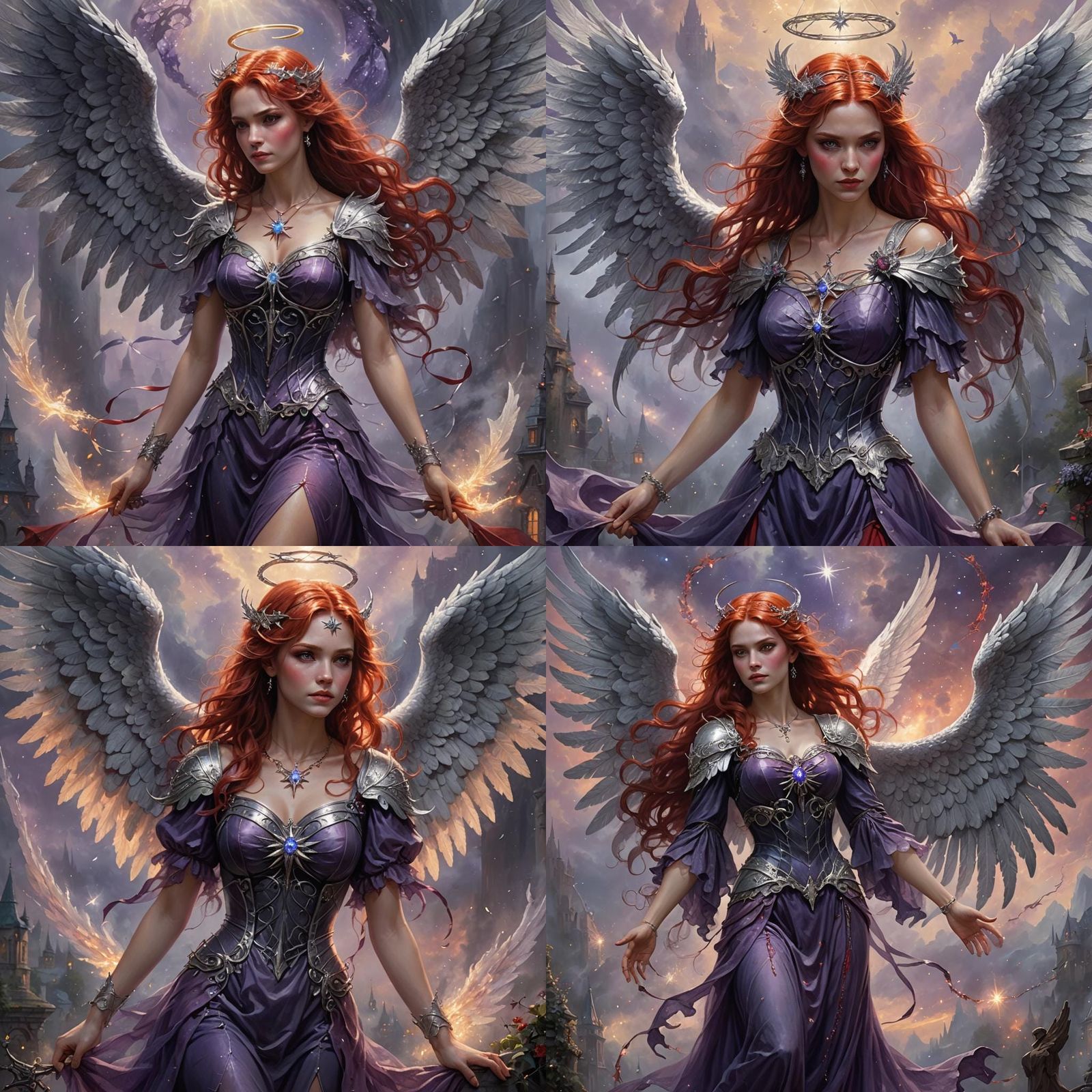 Ethereal Woman with Angel and Demon Wings