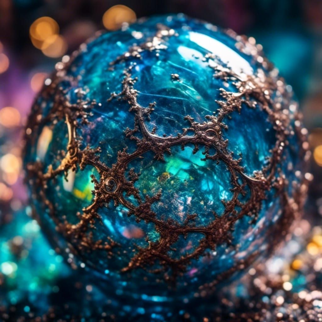 Opalescent Slime Ball Macro Photograph