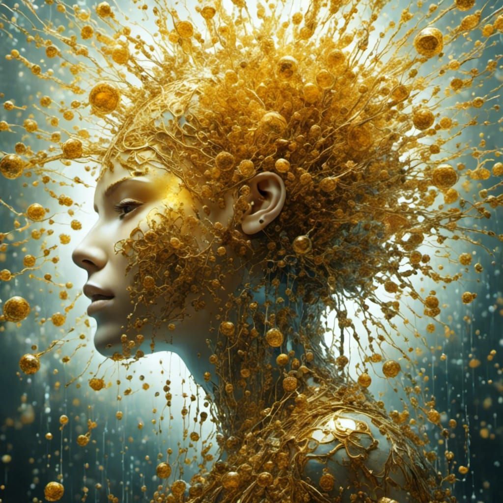 Woman with Glass Brain and Yellow Thoughts