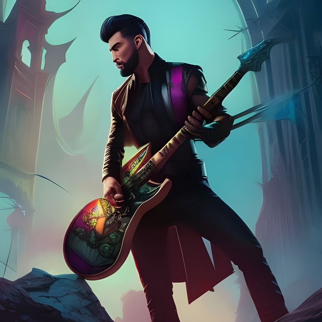 Reptilian Guitarist Shreds at Ancient Temple