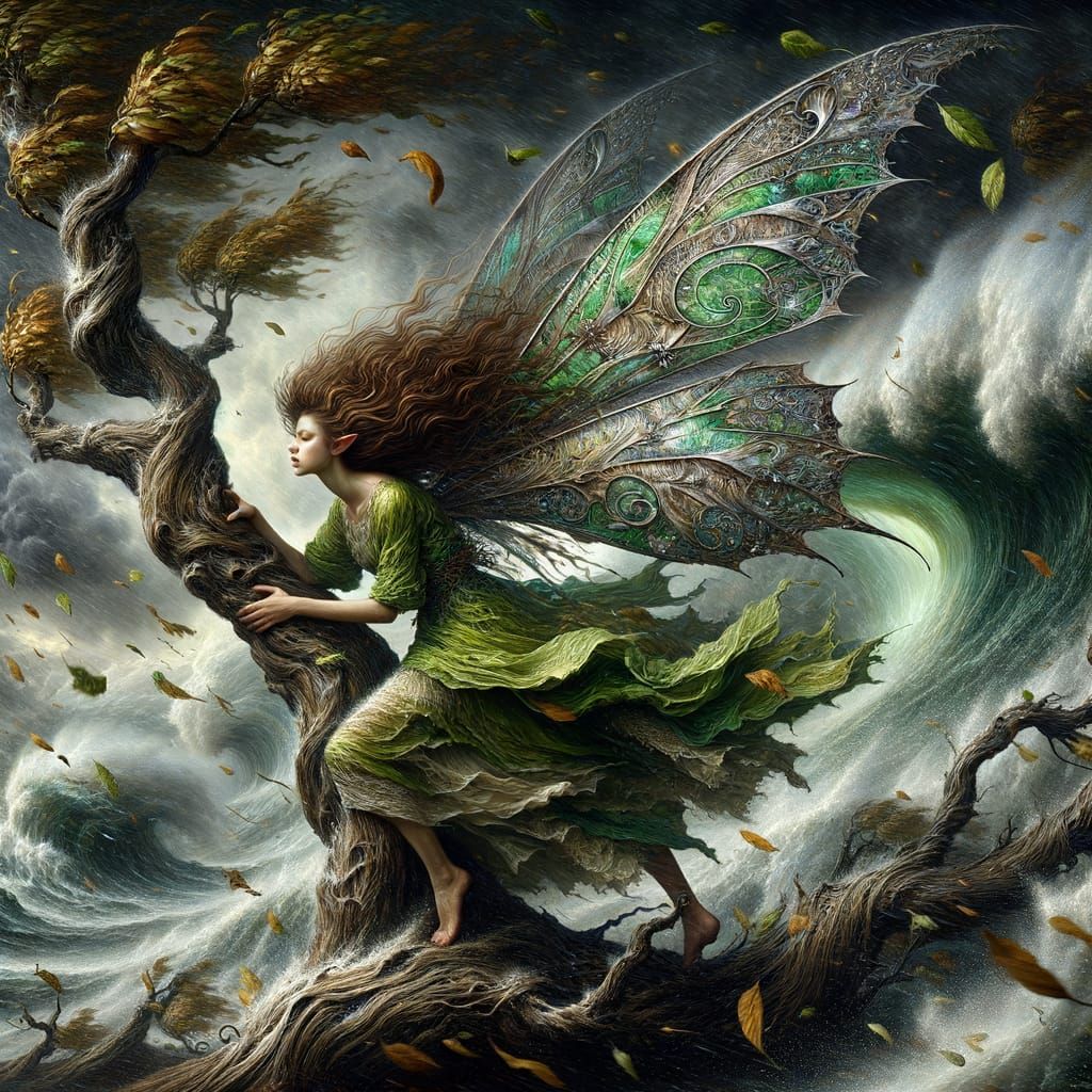 Fairy Enduring a Raging Storm, Romantic Style