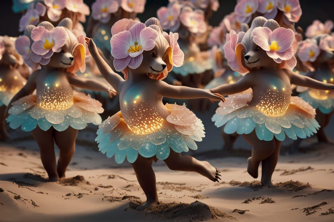 Sea Glass Bearorchids Dance in Surreal Dreamscape