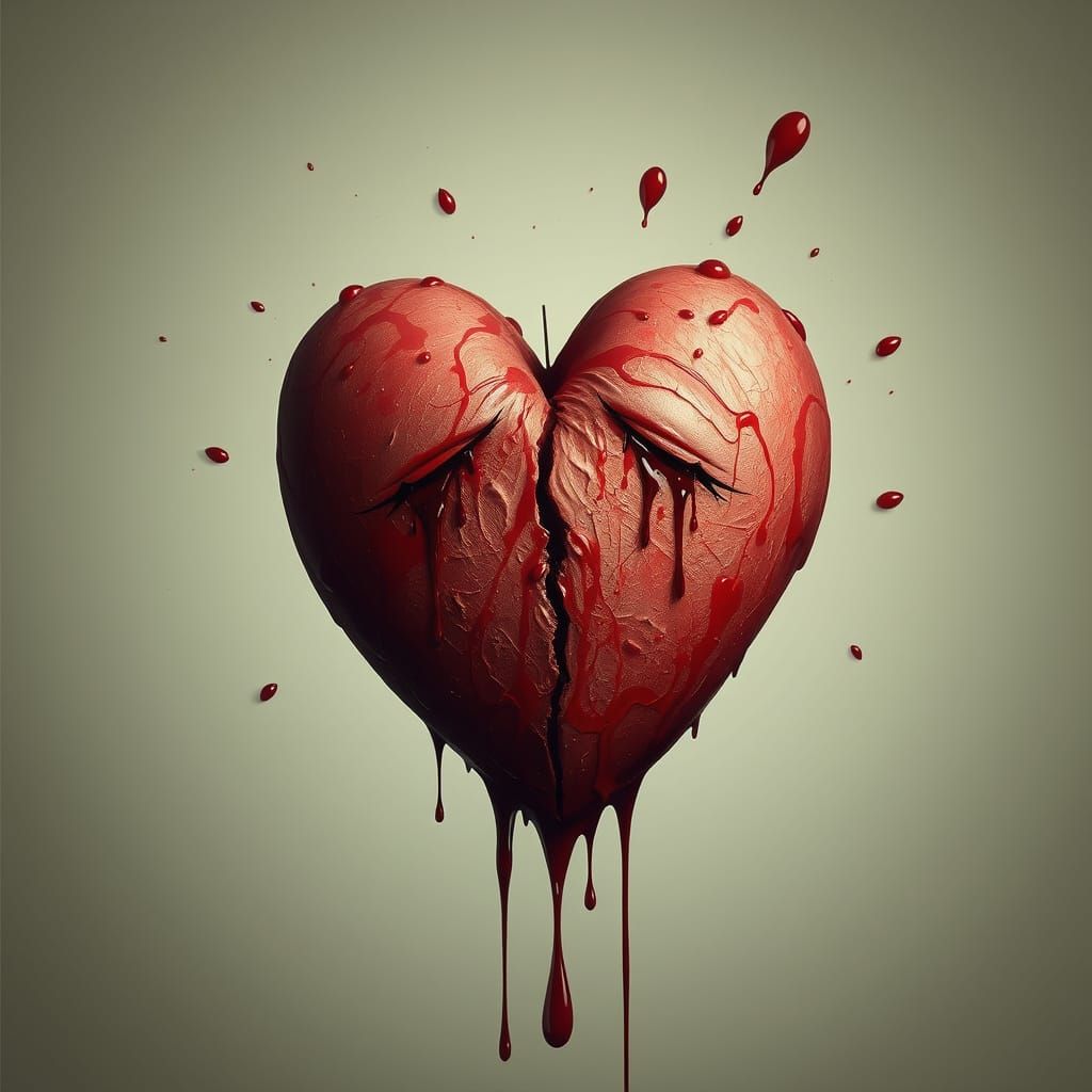 Broken Heart Crying Blood Tears