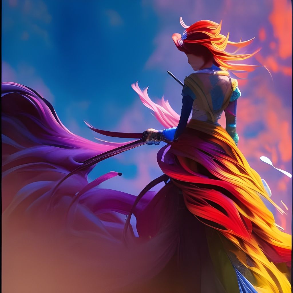 Flaming Hair Portrait in Borderlands Style