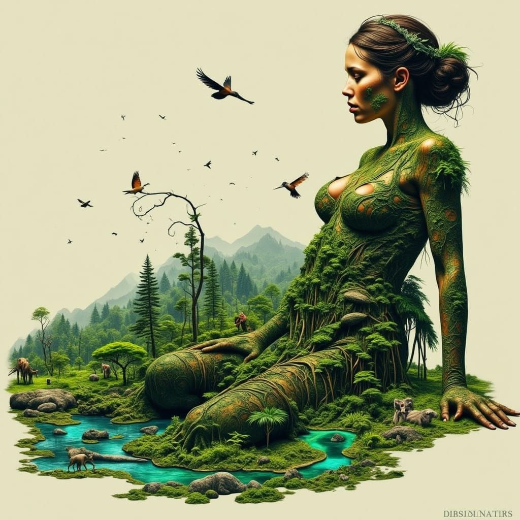 Mother Earth Emanates Life: Double Exposure Jungle