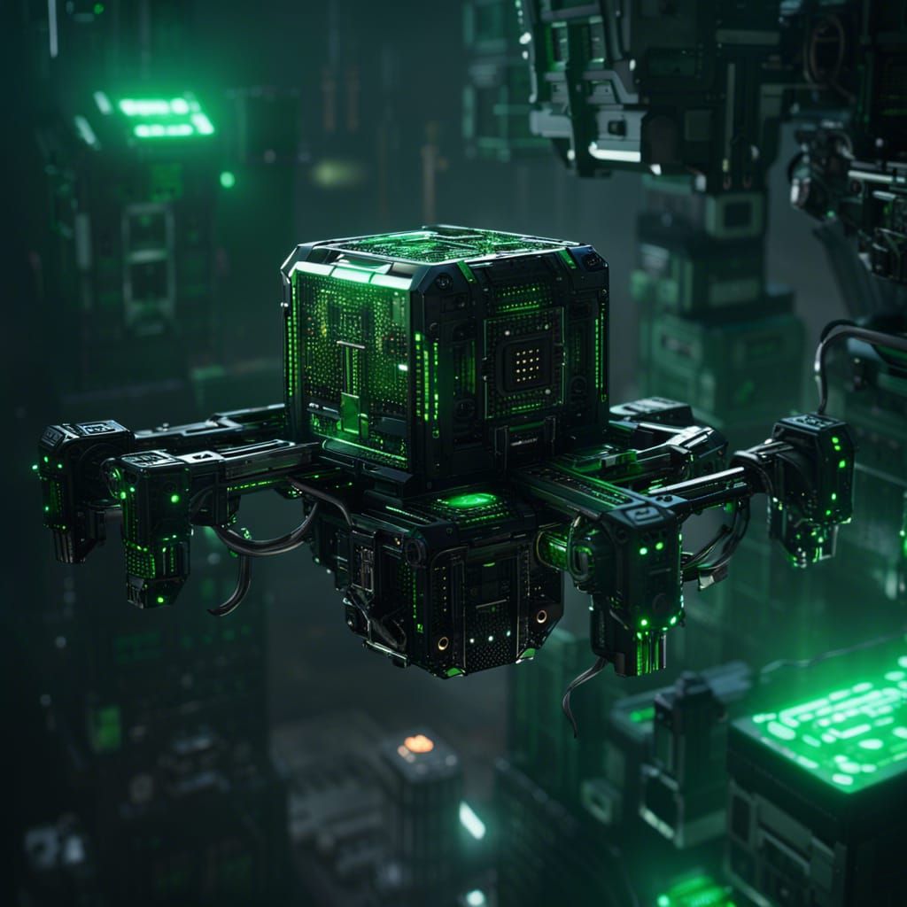 Borg Drone with Cube, Dark Fantasy Concept Art