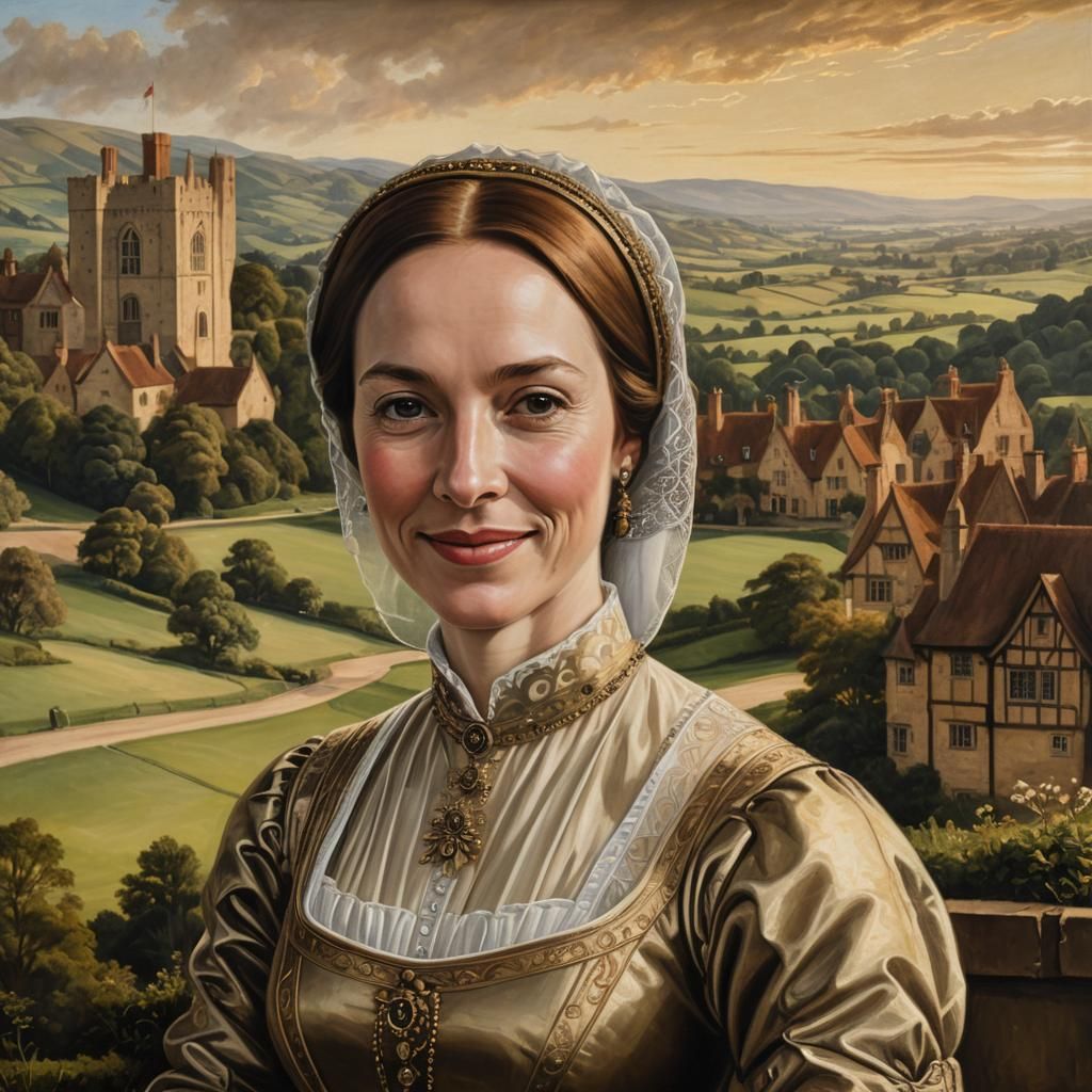 English Queen Portrait in Renaissance Realism Style