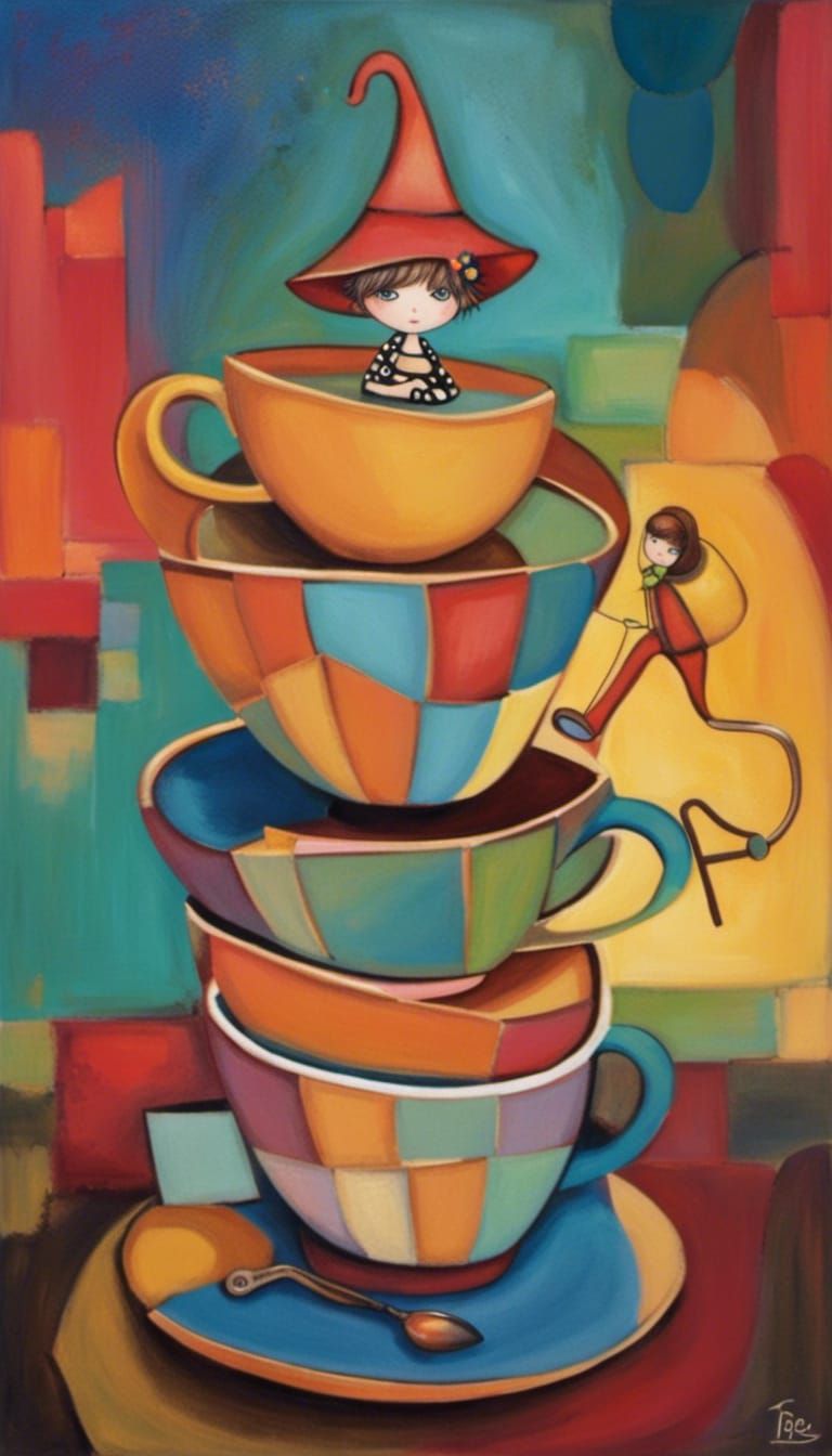 Abstract Playground with Teacup Pixie in Complementary Color...