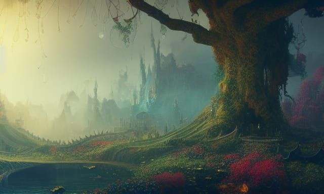 Fantastical Matte Painting in Deep Color, 8K