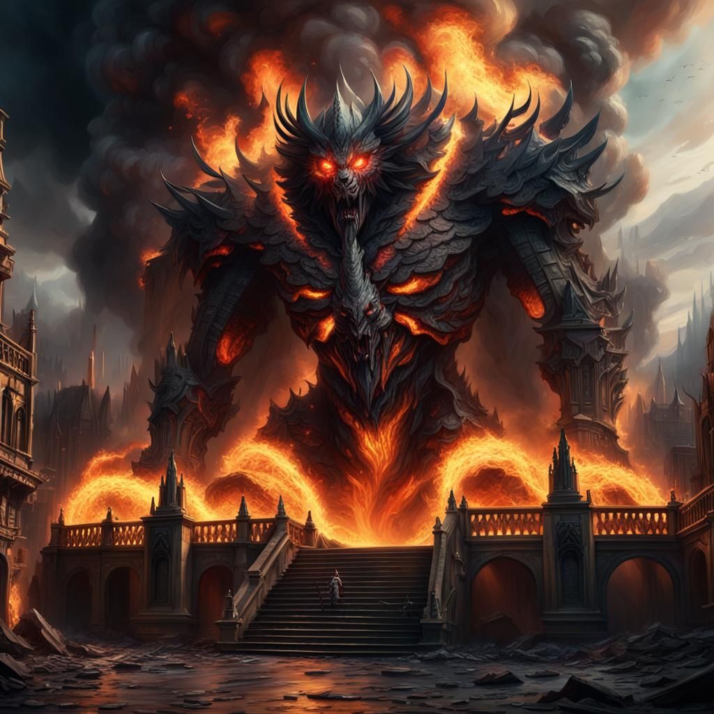 Epic Balor in Fire: Dramatic Digital Painting