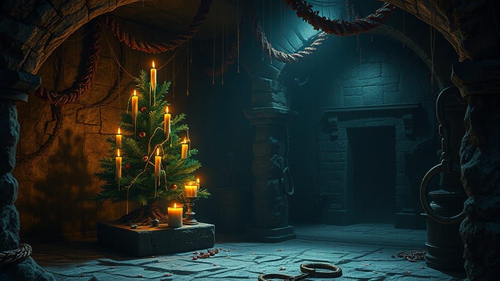 Dark Fantasy Christmas Crypt Scene
