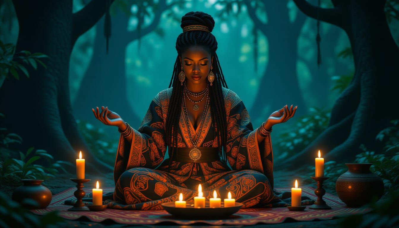 Mystical Voodoo Ritual in Photorealistic Style
