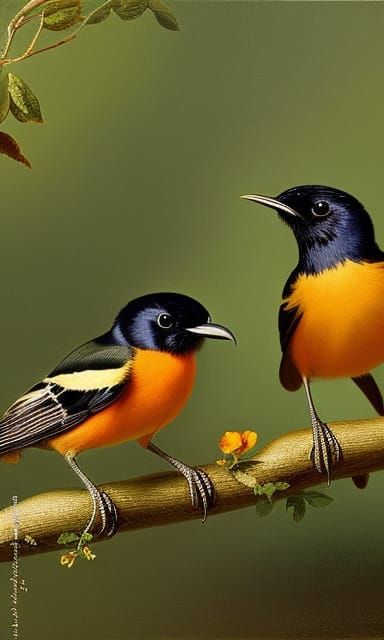 Orioles Singing: Digital Painting in Fairycore Style