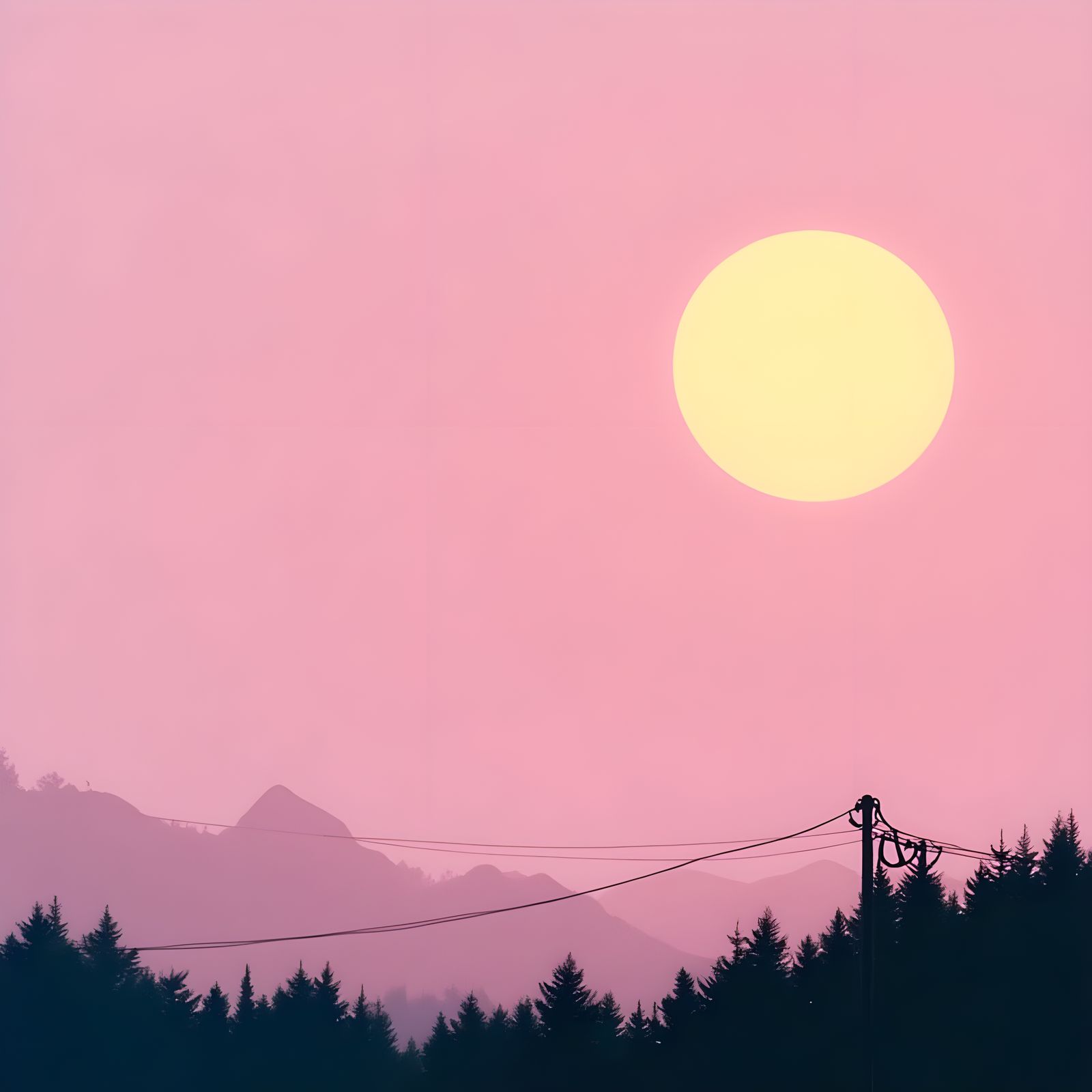 Serene Twilight Landscape with Glowing Sun and Painterly Sty...