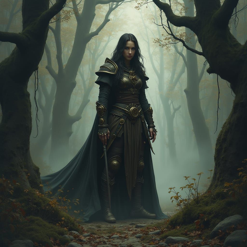 Medieval Warrior in Mystical Forest