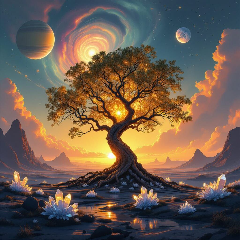 Ancient Bioluminescent Tree on Alien Planet