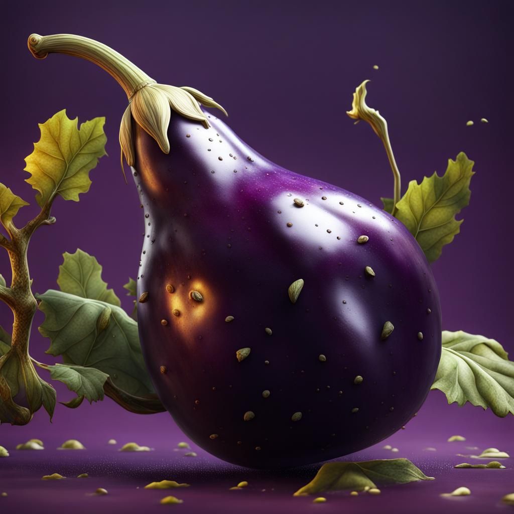 Cockatoo in an Eggplant: Detailed Matte Painting