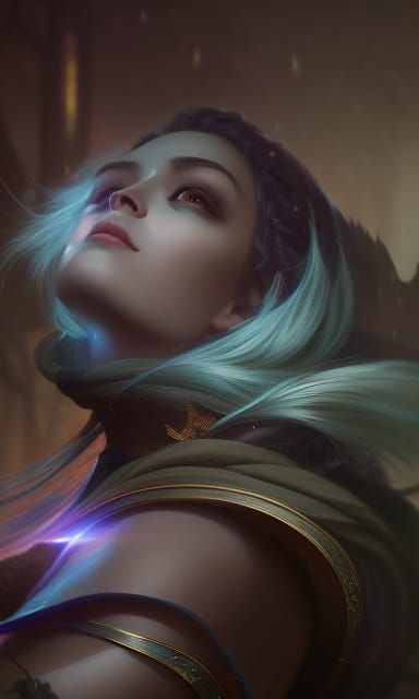 Yin Yang Medallion Portrait in Art Nouveau Style