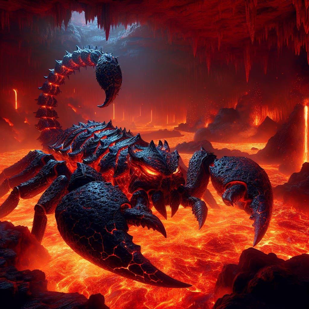 Sinister Lava Scorpion in Cavern