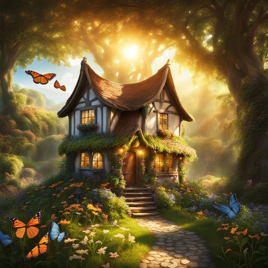 Enchanted Home with Butterflies and Sunbeams