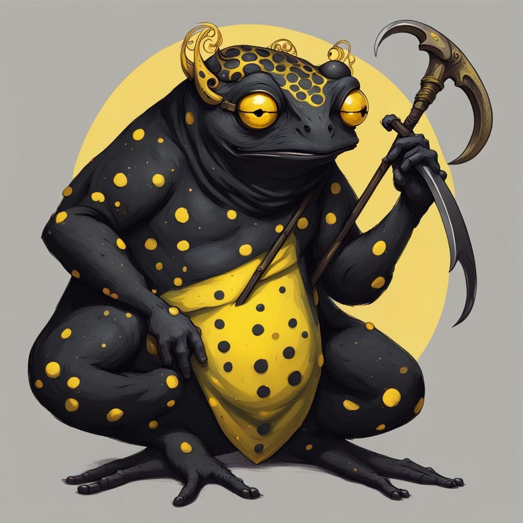 Frog Person Wielding Scythe in Dark Fantasy Style