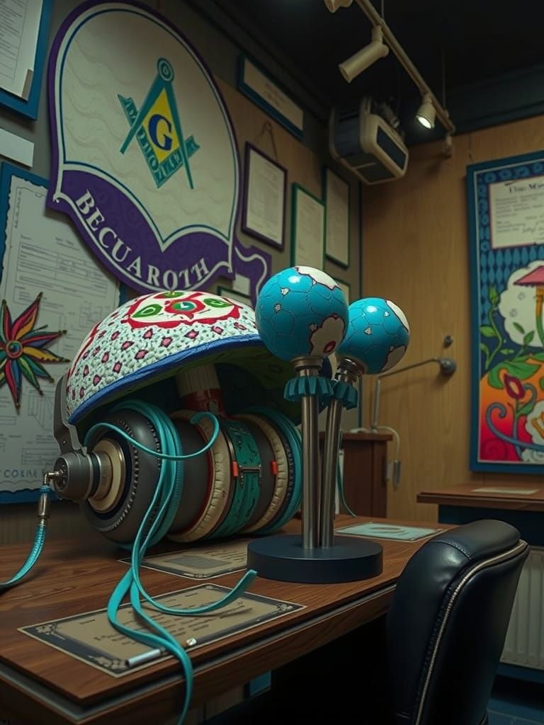 Bureaucratic Mushroom Cityscape in Pop Art