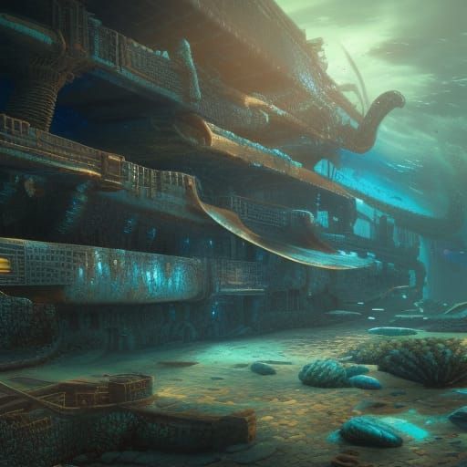 Fantastical Underwater Base Concept Art