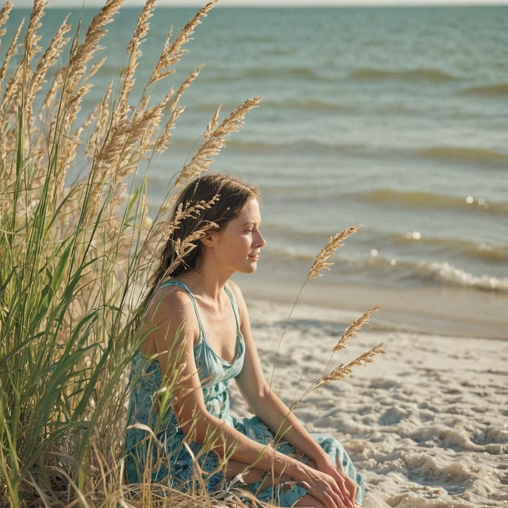 Gulf Coast Beach Scene in Soft Warm Light