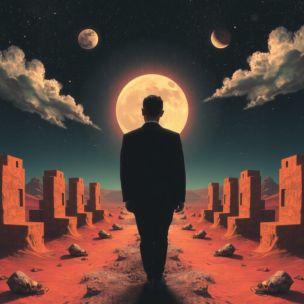 Surreal Solipsistic Self-Portrait Gazing Into The Void