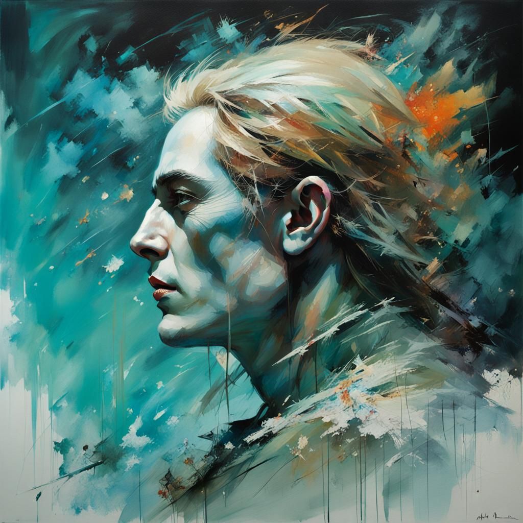 Celestial Man: Impressionistic Oil Painting