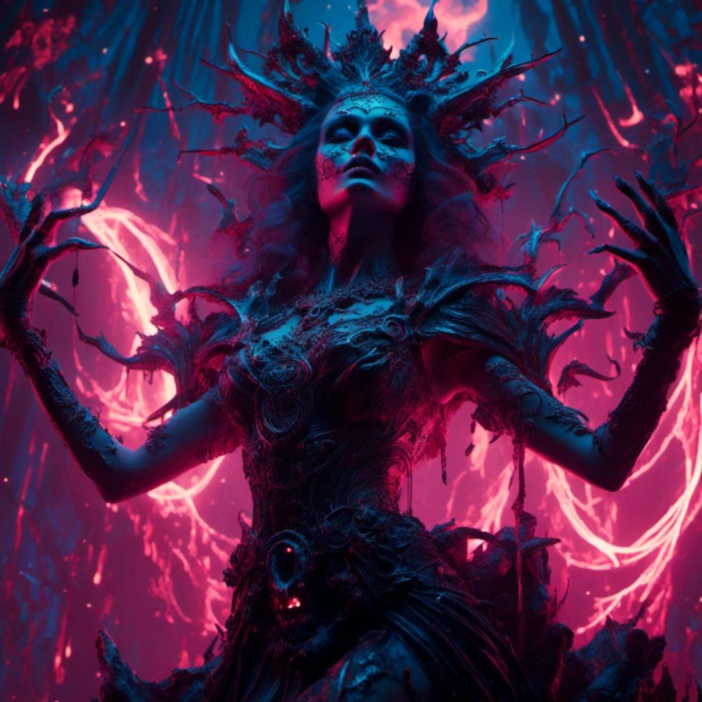 Death Goddess Reaping Soul in Dark Fantasy Style