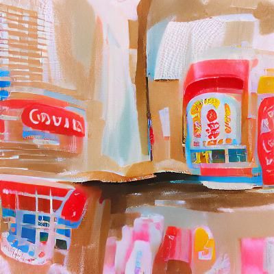 Detailed Gouache Painting of a Shop